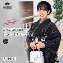 画像をギャラリービューアに読み込む, 《お仕立て済み》洗える着物 ドット&チェック 日本製 レディース(I-12)