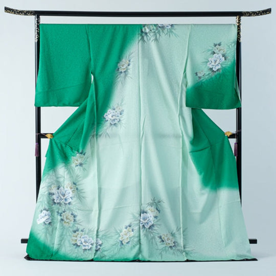 Houmongi Green Gold-leaf Gradation Yuzen Formal Ceremonies Party Made-to-order