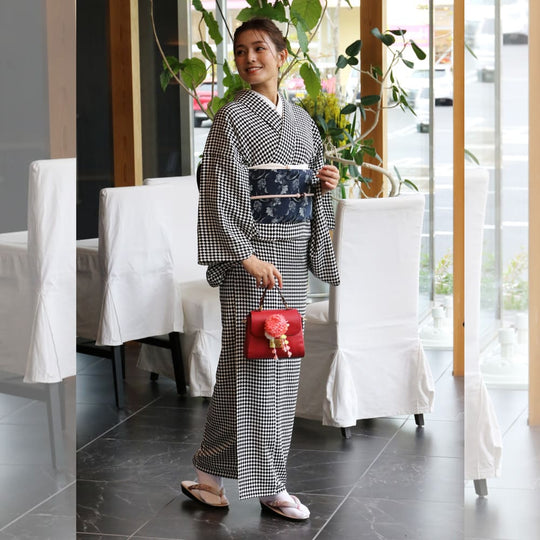 [仕立て上がり] 洗える 着物 ダイヤ チェック 2color 日本製  | 和想館