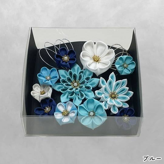 髪飾り つまみ細工 全4色 花 くすみカラー和装ヘアアクセサリー