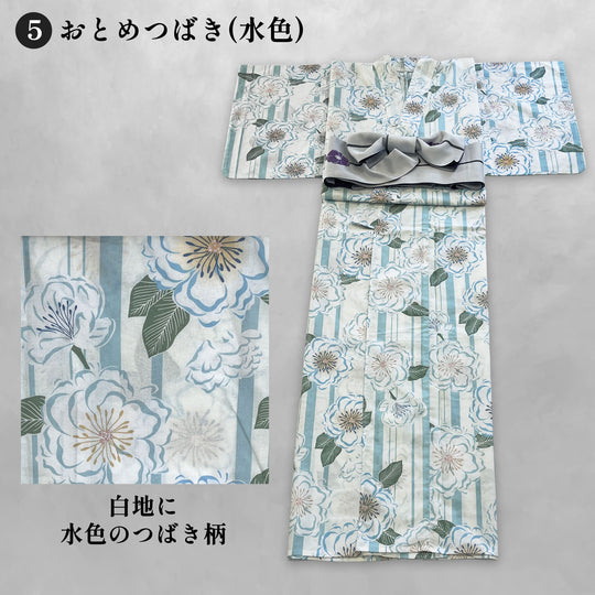 《夏の定番！》単品 ガーリー 浴衣 Yukata ゆかた 7color 綿 花柄 椿 つばき 立葵 たちあおい レディース 女性 婦人 紺 青 緑 紫 水色 夏 祭