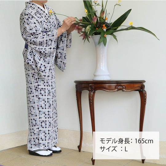 [仕立て上がり] 洗える 着物 幾何学 チェック 2color 日本製  | 和想館