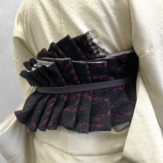 《芯無し》フリル付き♪ リバーシブル 半幅帯 北欧柄 × レース 3color ゆかた帯 日本製 | 和想館