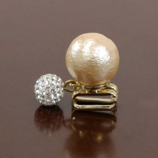 ＼赤札商品／ 帯留 コットンパール ラインストーンチャーム ゴールド 日本製 セレモニー フォーマル オケージョン 入学 卒業 お呼ばれ