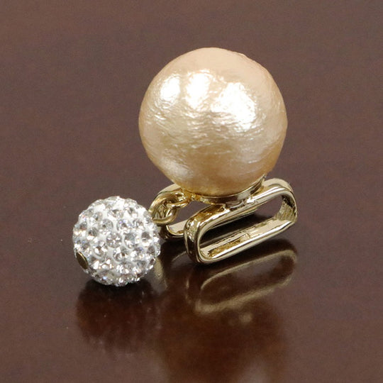 ＼赤札商品／ 帯留 コットンパール ラインストーンチャーム ゴールド 日本製 セレモニー フォーマル オケージョン 入学 卒業 お呼ばれ