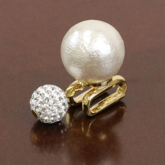 ＼赤札商品／ 帯留 コットンパール ラインストーンチャーム 白 日本製 セレモニー フォーマル オケージョン 入学 卒業 お呼ばれ