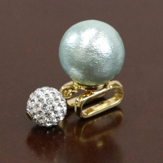 ＼赤札商品／ 帯留 コットンパール ラインストーンチャーム 淡い水色 日本製 セレモニー フォーマル オケージョン 入学 卒業 お呼ばれ