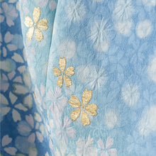 Load image into Gallery viewer, Furisode Blue Aqua Simple Sakura Petals Ready-made 01020005
