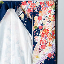 Load image into Gallery viewer, Furisode Blue Aqua Modern Vivid Florals Motifs Ready-made 01010003
