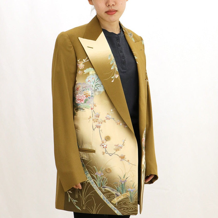 Kimono Tailored Jacket Gold-leaf Silk
