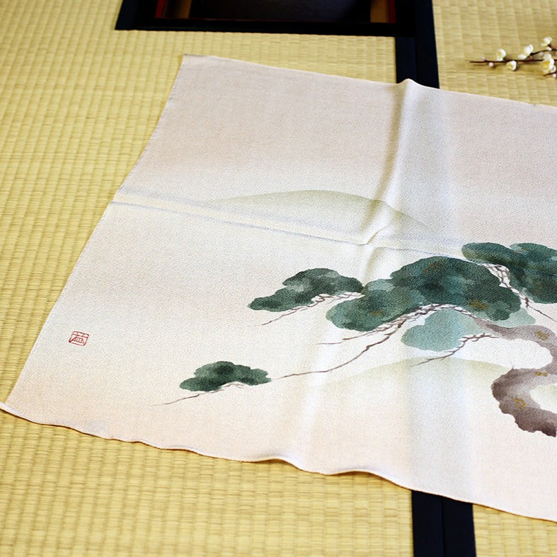 Furoshiki Chirimen Pine tree Made in Japan Outlet item